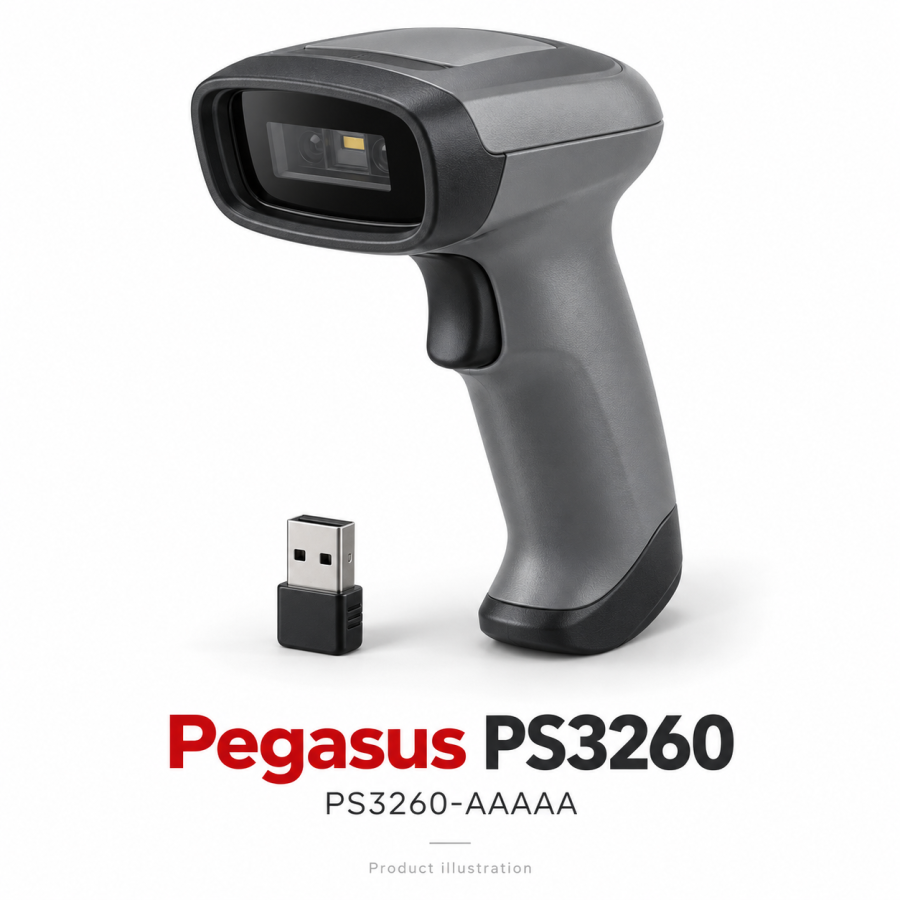 Pegasus PS3260 2D Bluetooth Wireless Barcode Scanner,2D,BT Dongle,Auto Sensor,Grey